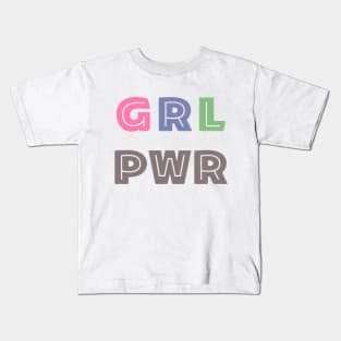 Big and Bold GRL PWR, Girl Power Design in Pastel Colors Kids T-Shirt